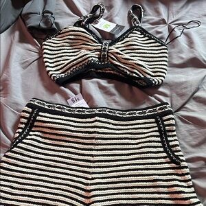 Primark Black and White Striped Women's Set
